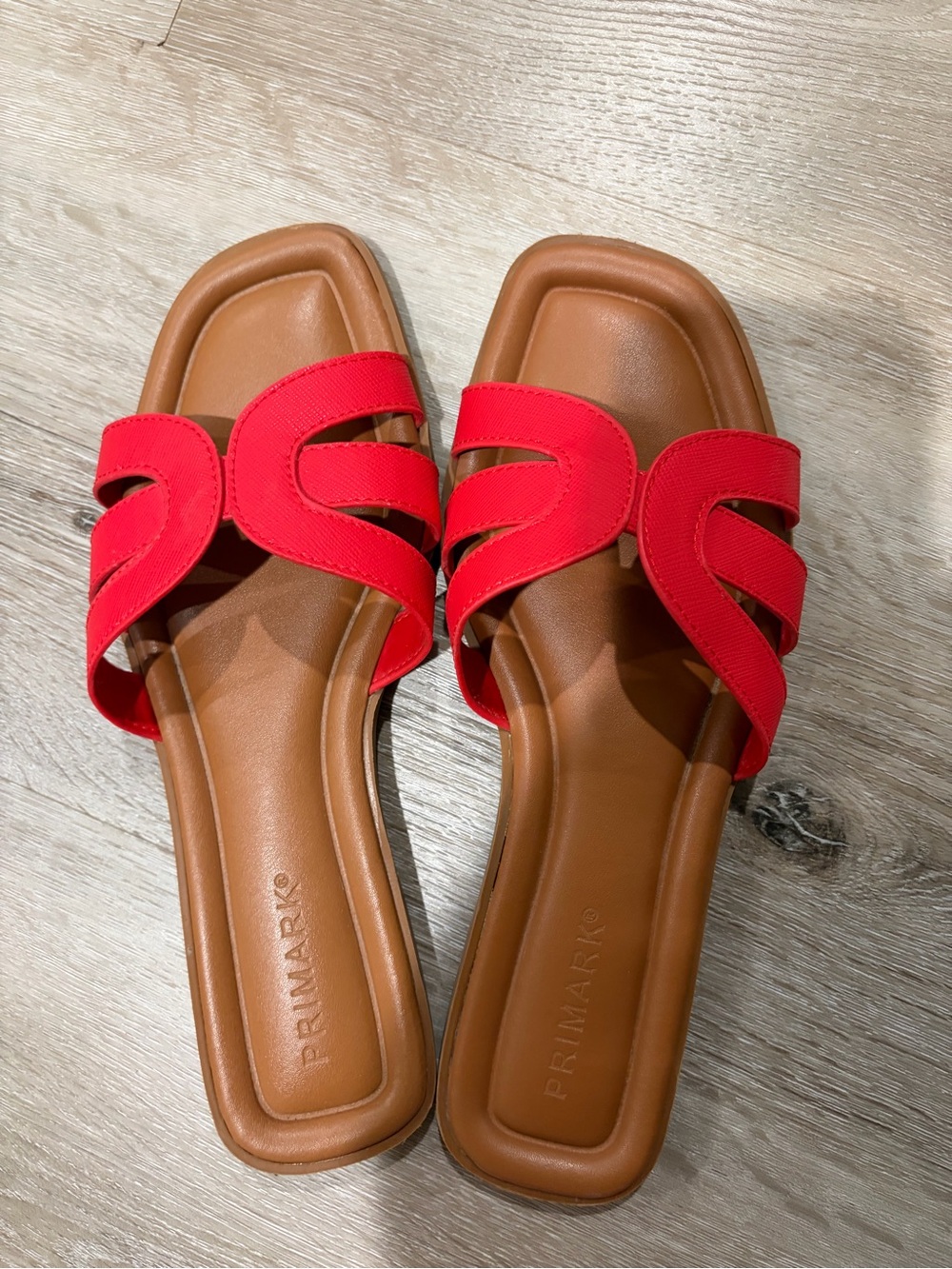 Primark Red and Brown Women's Slide Sandals